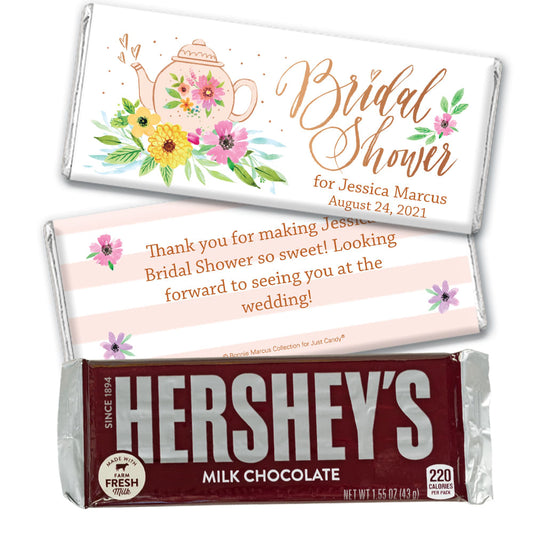 Personalized Bonnie Marcus Bridal Shower Garden Tea Party Hershey's Milk Chocolate Bar & Wrapper