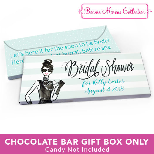 Deluxe Personalized Bridal Shower Showered in Vogue Candy Bar Favor Box