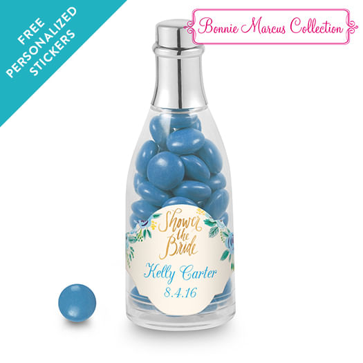 Bonnie Marcus Collection Personalized Champagne Bottle - Bridal Shower Here's Something Blue Personalized (25 Pack)