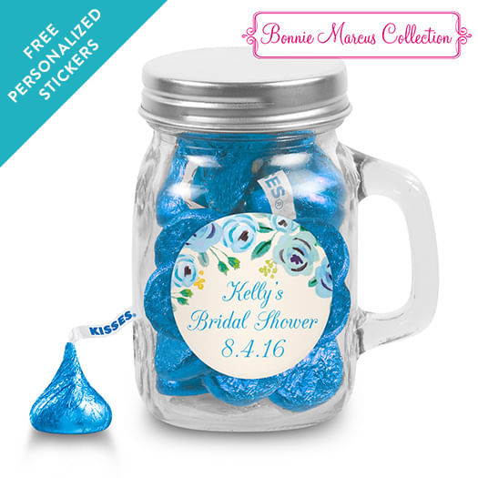 Bonnie Marcus Collection Personalized Mini Mason Mug - Bridal Shower Here's Something Blue Personalized (12 Pack)