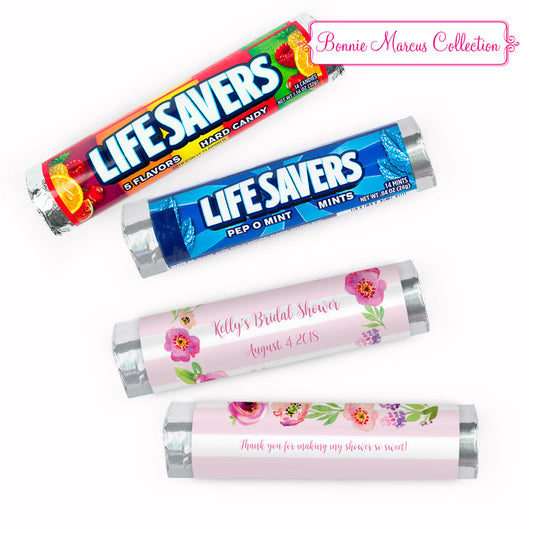 Personalized Bridal Shower Floral Embrace Lifesavers Rolls (20 Rolls)