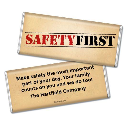 Personalized National Safety Month "Safety First" Hershey's Milk Chocolate Bar & Wrapper