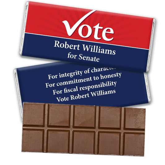 Personalized Election Campaigns Vote Yes Belgian Chocolate Bar & Wrapper