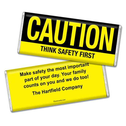 Personalized Business Promotional Caution Think First Hershey's Milk Chocolate Bar & Wrapper