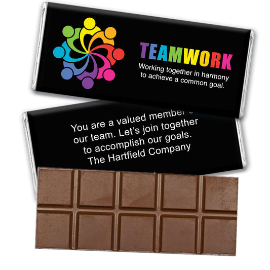 Personalized Business Team All Hands In Belgian Chocolate Bar & Wrapper