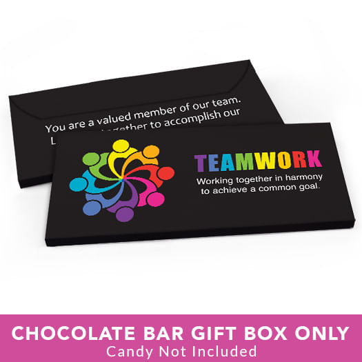 Deluxe Personalized Business All Hands In Teamwork Candy Bar Favor Box