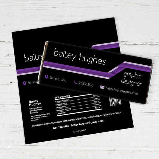 Personalized Resume Stripes Chocolate Bar Wrappers