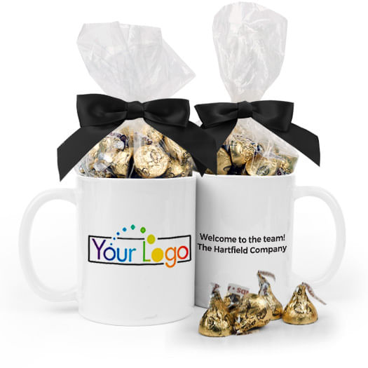 Personalized Custom Add Your Logo 11oz Mug with 1/2lb Hershey's Kisses