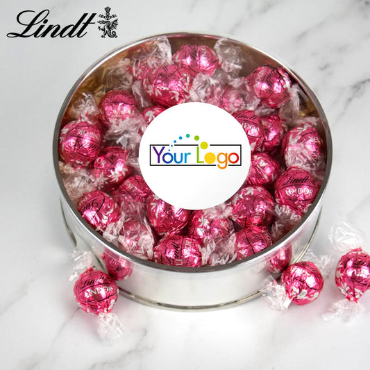 Personalized Add Your Logo Extra Large Silver Lindt Gift Tin