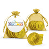 Custom Add Your Logo Chocolate Coins in Organza Bag with Gift Tag