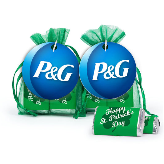 Personalized St. Patrick's Day Hershey's Miniatures in XS Organza Bags with Add Your Logo Gift Tag