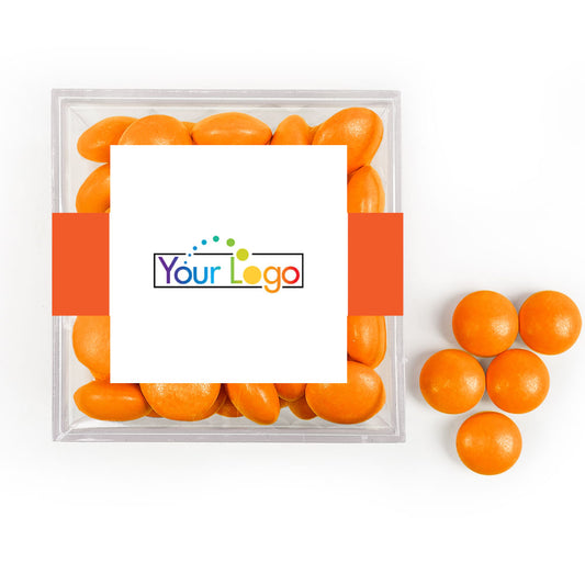 Custom Add Your Logo JUST CANDY® favor cube with Just Candy Milk Chocolate Minis