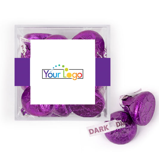 Custom Add Your Logo JUST CANDY® favor cube with Hershey's Kisses