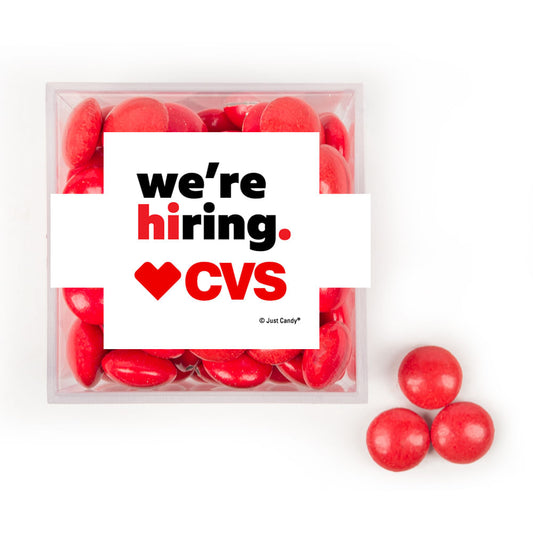 Personalized Business We're Hiring JUST CANDY� favor cube with Just Candy Milk Chocolate Minis