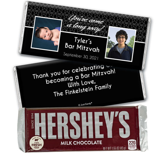 Bar Mitzvah Personalized Hershey's Milk Chocolate Bar Then & Now Photos