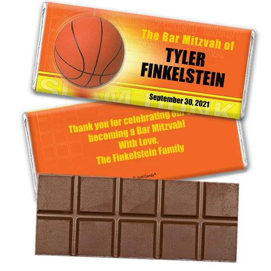 Bar Mitzvah Personalized Belgian Chocolate Bar Basketball Sport