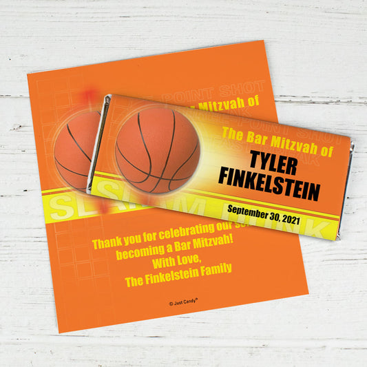 Bar Mitzvah Personalized Chocolate Bar Wrappers Basketball Sport