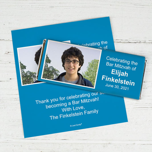 Bar Mitzvah Personalized Chocolate Bar Wrappers Photo & Message