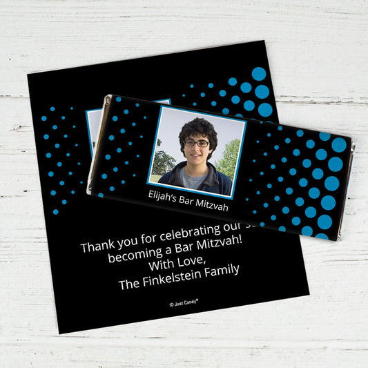 Bar Mitzvah Personalized Chocolate Bar Wrappers Faded Dots