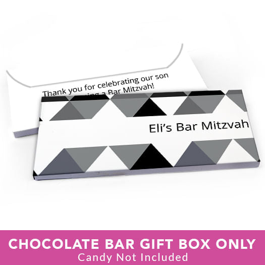 Deluxe Personalized Bar Mitzvah Triangle Pattern Candy Bar Favor Box