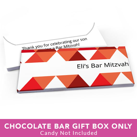 Deluxe Personalized Bar Mitzvah Triangle Pattern Candy Bar Favor Box