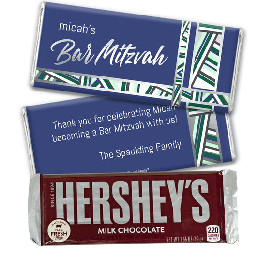 Personalized Bat Mitzvah Symbolic Stripes Hershey's Milk Chocolate Bar & Wrapper