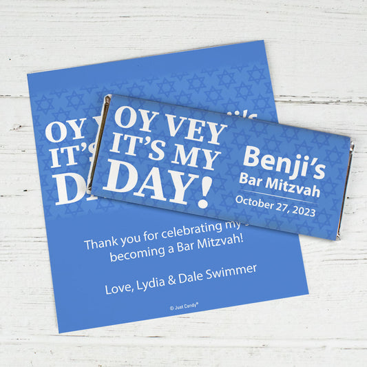 Personalized Oy Vey Bar Mitzvah Chocolate Bar Wrappers