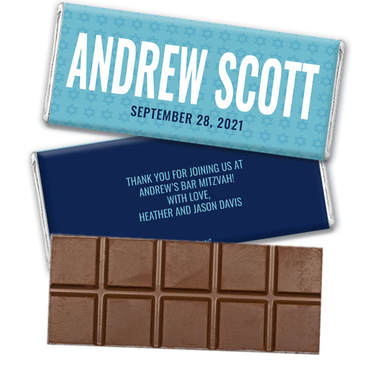 Personalized Bar Mitzvah Blue Belgian Chocolate Bar