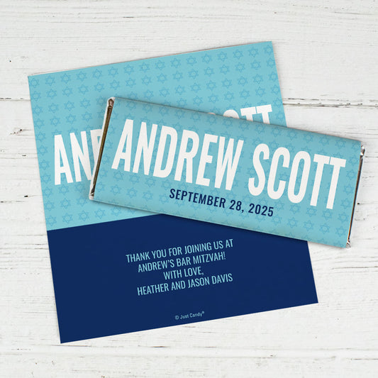 Personalized Bar Mitzvah Blue Hershey's Chocolate Bar Wrappers