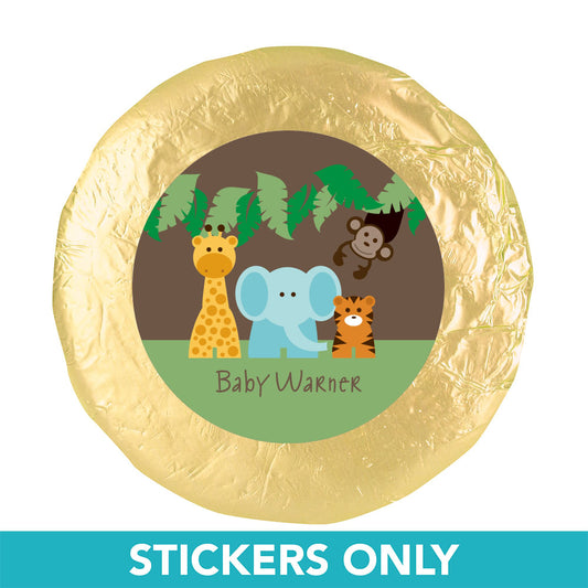 Baby Shower 1.25" Sticker Jungle Safari Animals (48 Stickers)