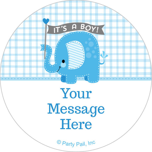 Umbrellaphants Blue Boy Personalized 2" Stickers (20 Stickers)