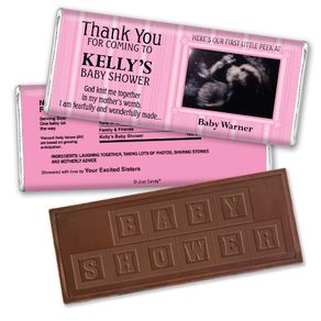 Baby Shower Personalized Embossed Chocolate Bar Stripes Sonogram Photo