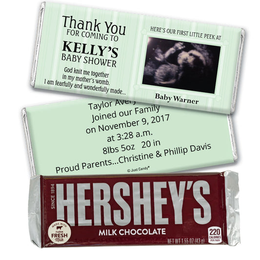 Baby Shower Personalized Hershey's Milk Chocolate Bar Stripes Sonogram Photo