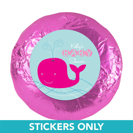 Baby Shower 1.25" Sticker Whale (48 Stickers)