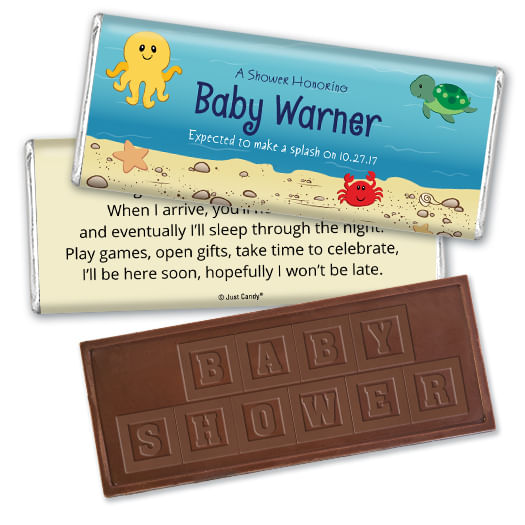 Baby Shower Personalized Embossed Chocolate Bar Ocean Octopus Deep Sea Bubbles