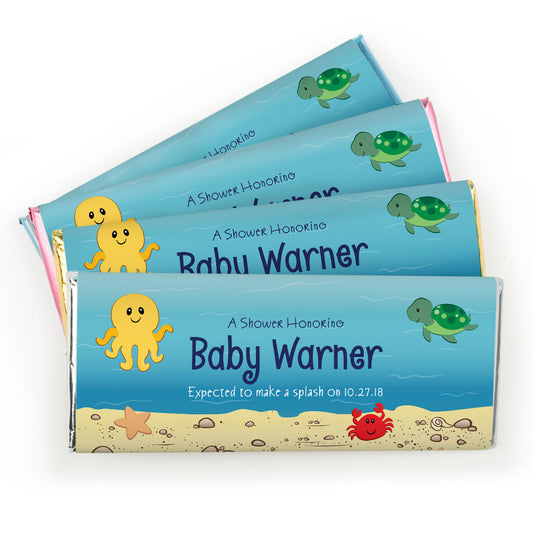 Baby Shower Personalized Chocolate Bar Wrappers Ocean Octopus Deep Sea Bubbles