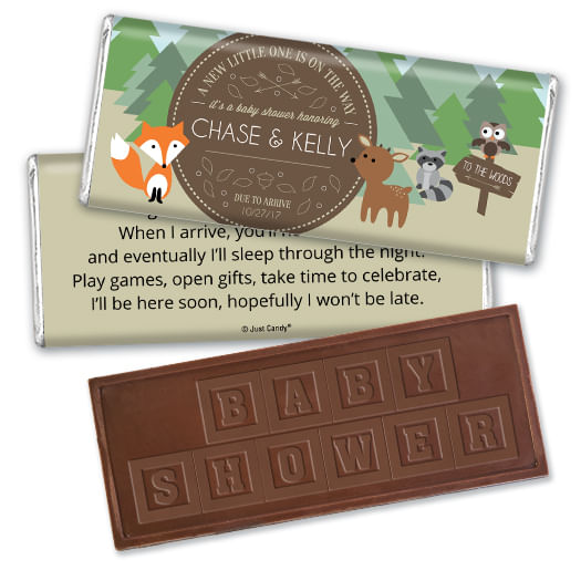 Baby Shower Personalized Embossed Chocolate Bar Fox, Deer, Forest Animals