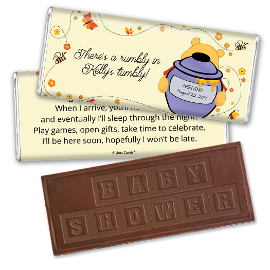 Baby Shower Personalized Embossed Chocolate Bar Honey Pooh