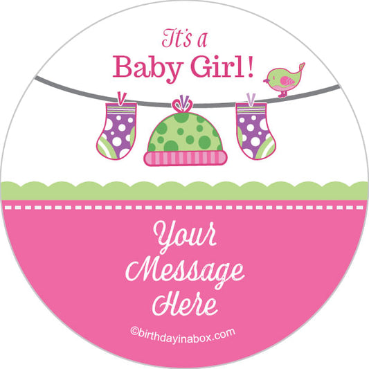 Shower with Love Girl Personalized 2" Stickers (20 Stickers)