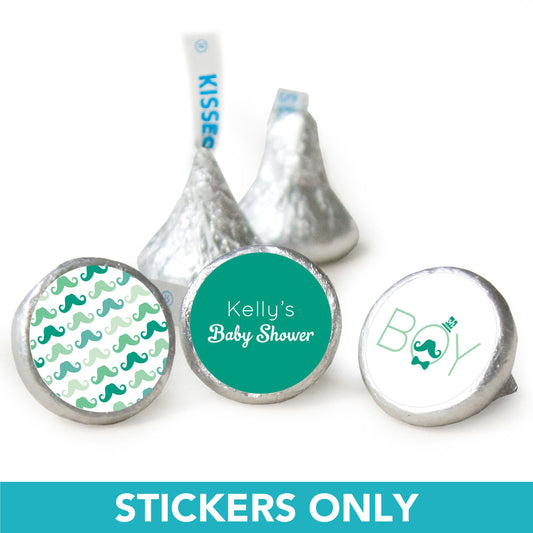 Baby Shower 3/4" Sticker Mustache Bash (108 Stickers)