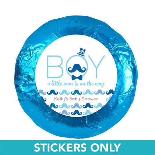 Baby Shower 1.25" Sticker Mustache Bash (48 Stickers)