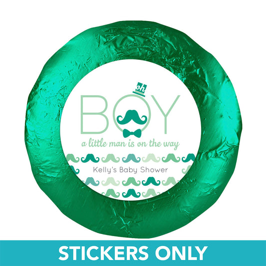 Baby Shower 1.25" Sticker Mustache Bash (48 Stickers)