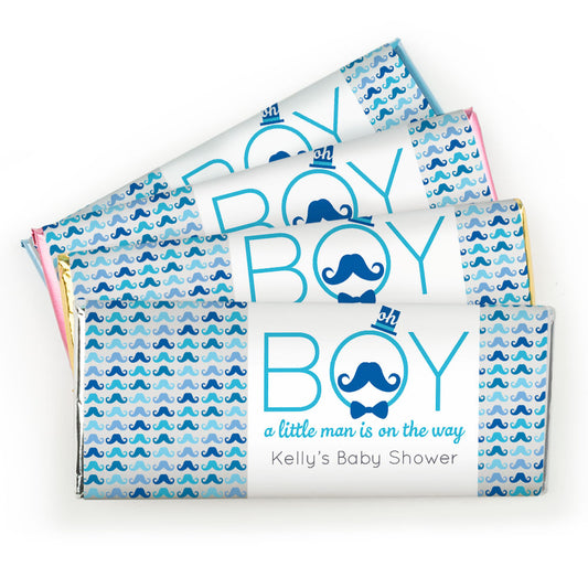 Baby Shower Personalized Chocolate Bar Wrappers Mustache Bash