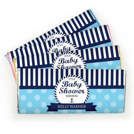 Baby Shower Personalized Chocolate Bar Wrappers Nautical Anchor