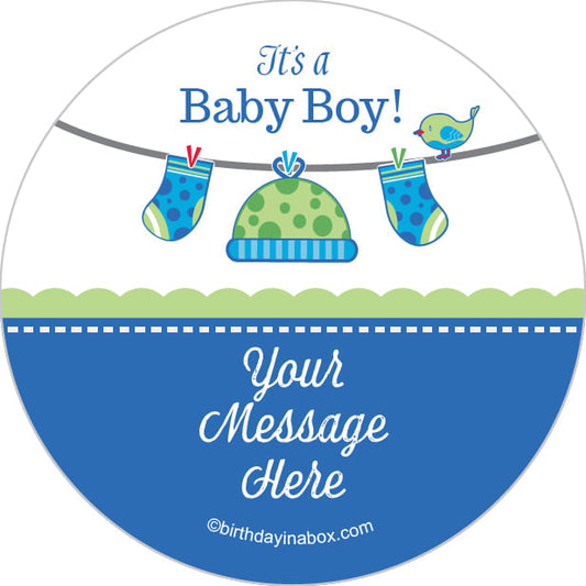 Shower with Love Boy Personalized 2" Stickers (20 Stickers)