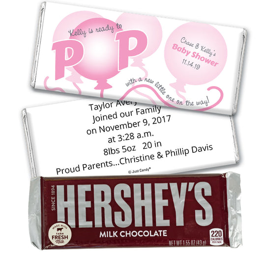 Baby Shower Personalized Hershey's Milk Chocolate Bar About to Pop Balloons