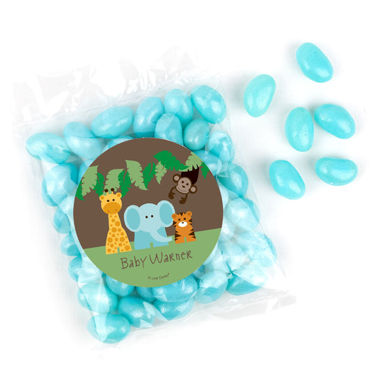 Personalized Baby Shower Jungle Safari Animals Candy Bags with Jelly Beans