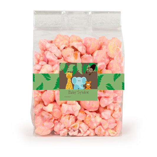 Personalized Baby Shower Jungle Safari Animals Candy Coated Popcorn 3.5oz Bags