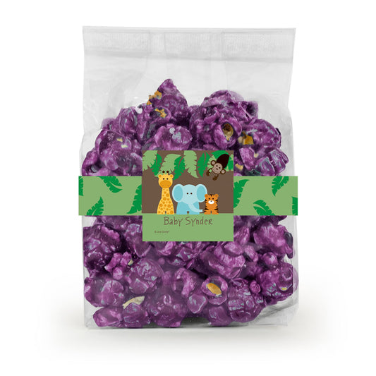 Personalized Baby Shower Jungle Safari Animals Candy Coated Popcorn 3.5oz Bags