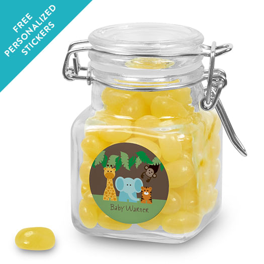 Baby Shower Personalized Latch Jar Jungle Safari Animals (12 Pack)